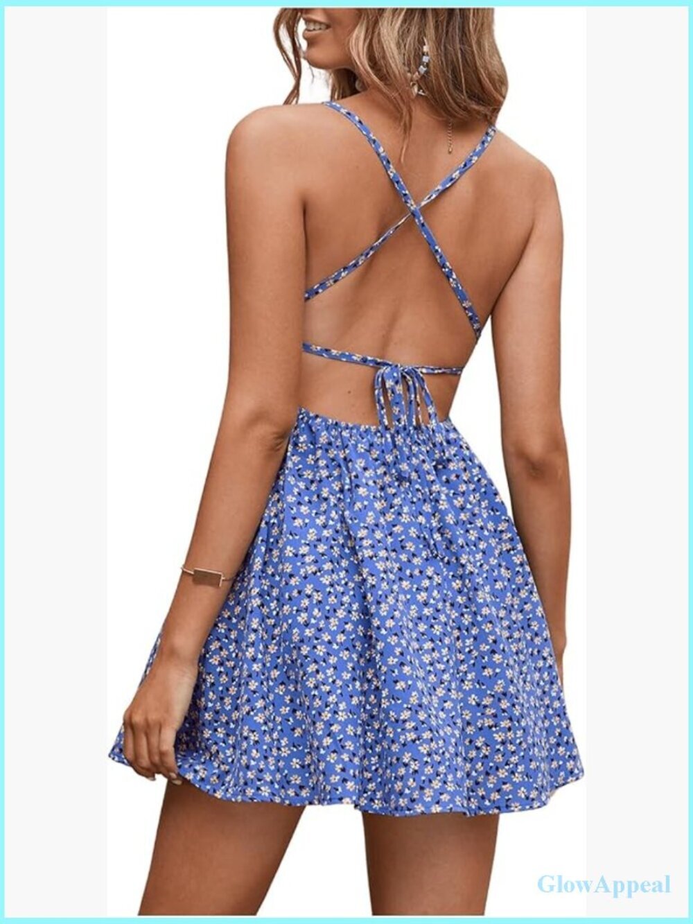 Ditsy Floral Backless Tie Back Cami Mini Dress